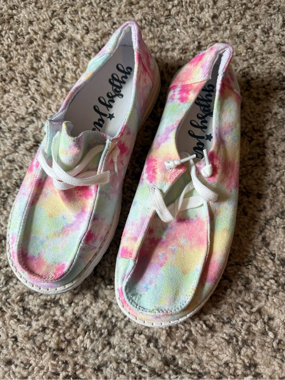 Gypsy Jazz Tie-Dye Canvas Sneakers - Pastel Pink, Yellow & Mint